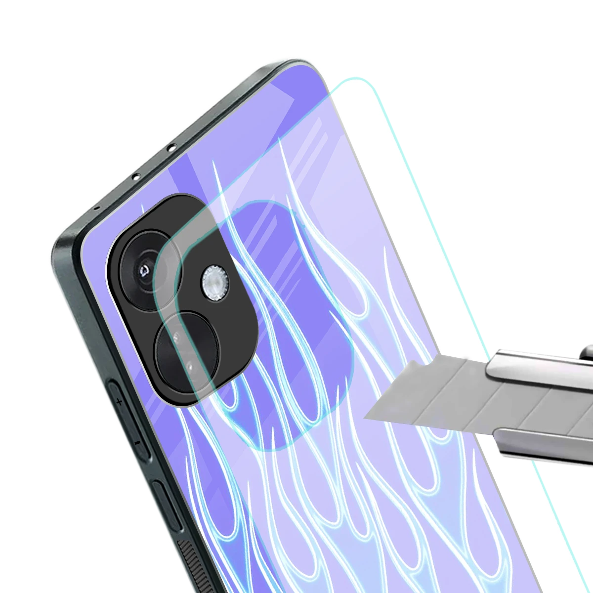 Flames Blue stylish phone case for oneplus nord ce 3 | glossy glass and slim fit