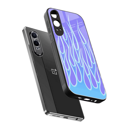 Flames Blue sleek oneplus nord ce 4 lite cover with tempered glass back and TPU edges