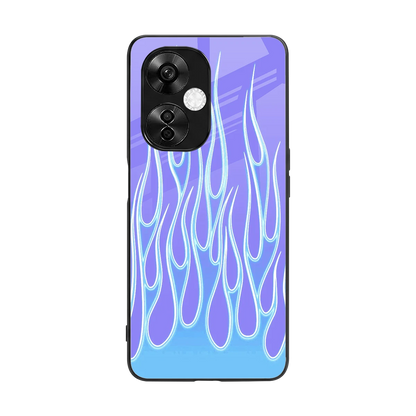 Flames Blue back phone cover | glass case for oneplus nord ce 3 lite