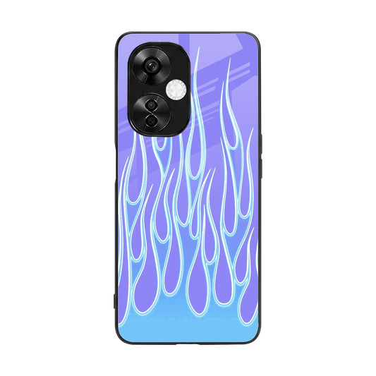 Flames Blue back phone cover | glass case for oneplus nord ce 3 lite