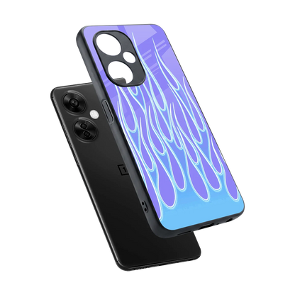 Flames Blue sleek oneplus nord ce 3 lite cover with tempered glass back and TPU edges