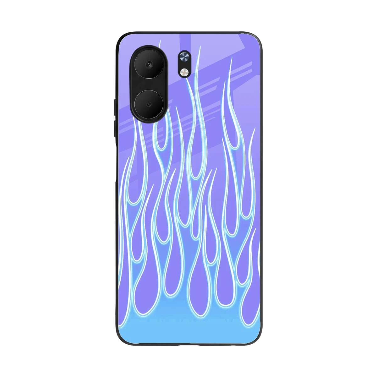 Flames Blue back phone cover | glass case for oppo a5x 5g