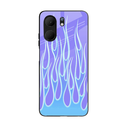 Flames Blue back phone cover | glass case for oppo a5x 5g