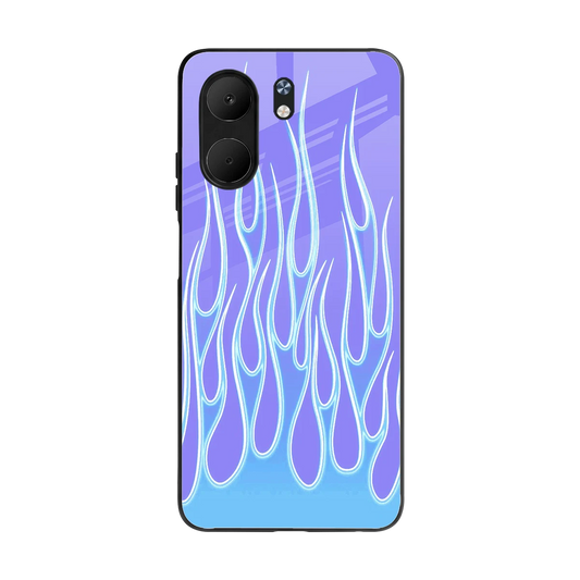 Flames Blue back phone cover | glass case for oppo a5x 5g