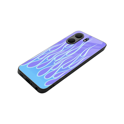 Flames Blue stylish phone case for oppo a5x 5g | glossy glass and slim fit