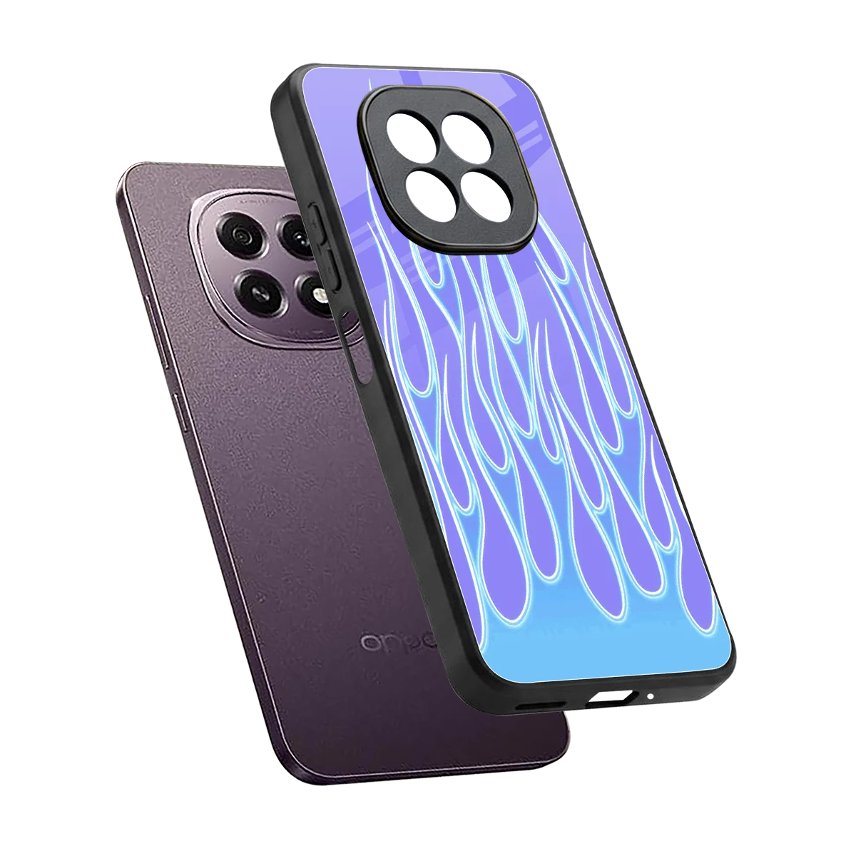 Flames Blue sleek oppo f29 5g cover with tempered glass back and TPU edges