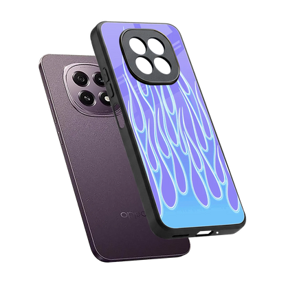 Flames Blue sleek oppo f29 5g cover with tempered glass back and TPU edges