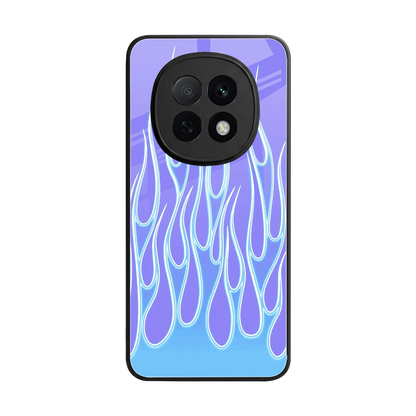 Flames Blue back phone cover | glass case for oppo f29 pro 5g
