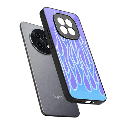 Flames Blue sleek oppo f29 pro 5g cover with tempered glass back and TPU edges