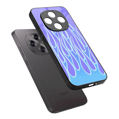 Flames Blue sleek oppo f31 pro 5g cover with tempered glass back and TPU edges