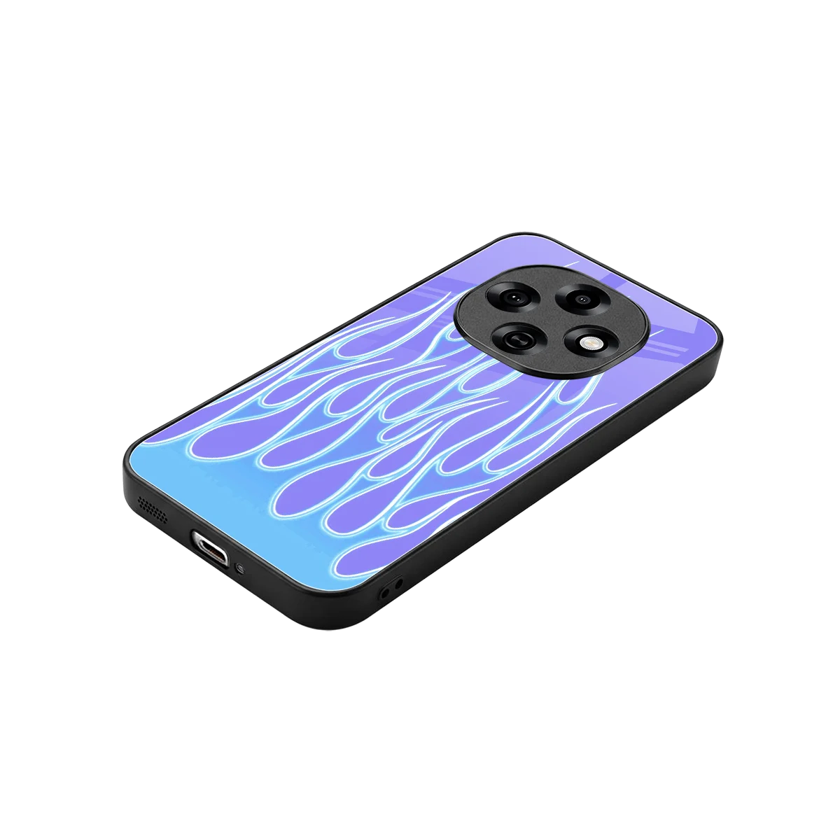 Flames Blue stylish phone case for oppo f31 pro 5g | glossy glass and slim fit
