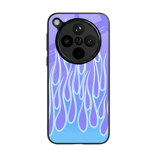 Flames Blue back phone cover | glass case for oppo find x8