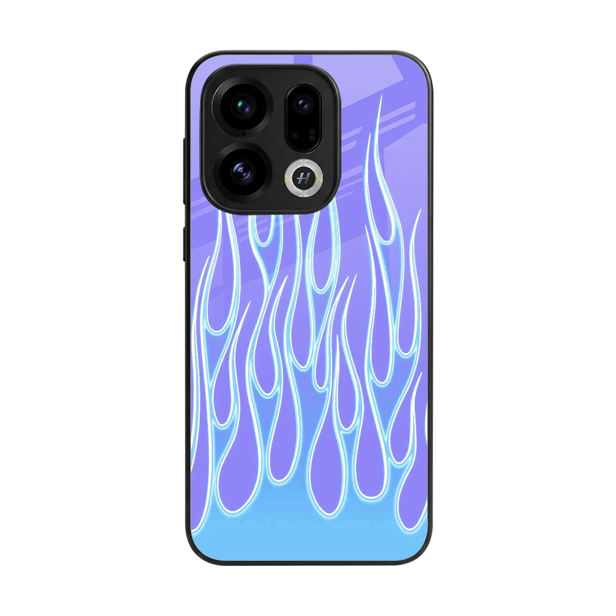Flames Blue back phone cover | glass case for oppo find x9