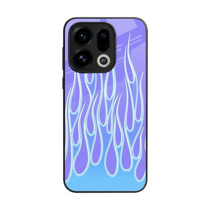 Flames Blue back phone cover | glass case for oppo find x9