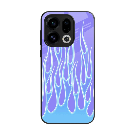 Flames Blue back phone cover | glass case for oppo find x9