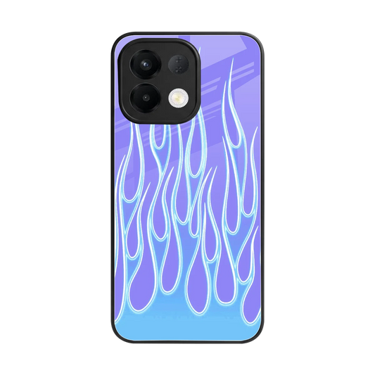 Flames Blue back phone cover | glass case for oppo k13 5g