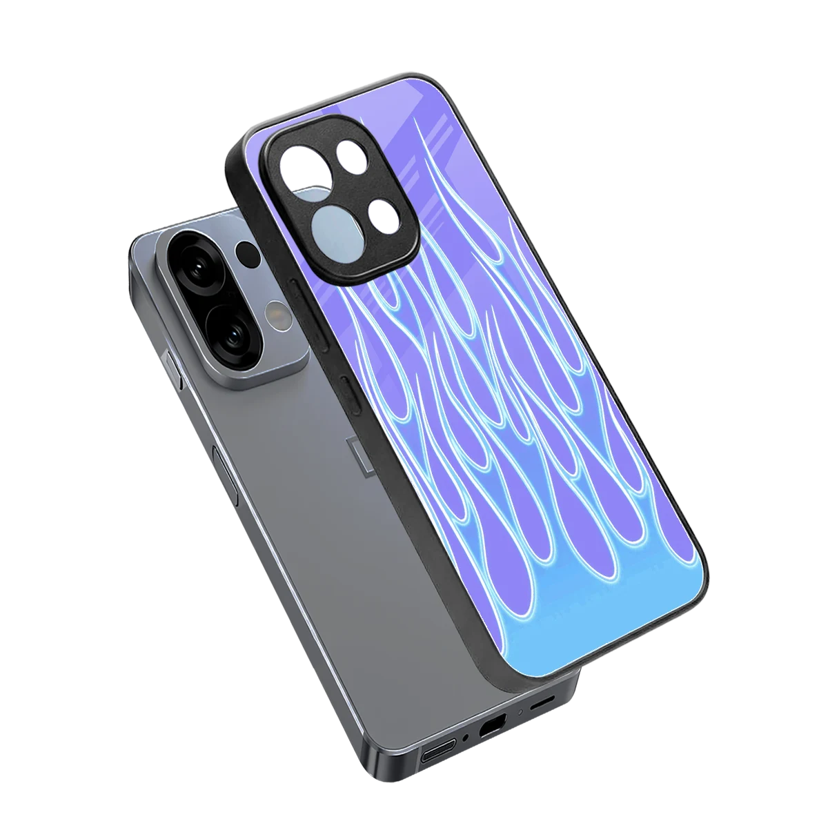 Flames Blue sleek oppo k13 5g cover with tempered glass back and TPU edges