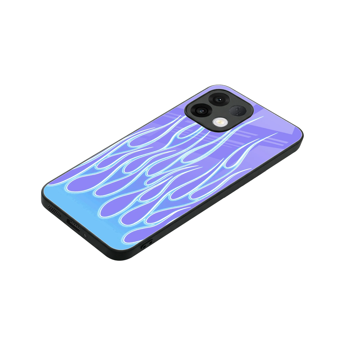 Flames Blue stylish phone case for oppo k13 5g | glossy glass and slim fit