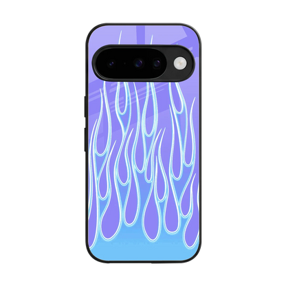 Flames Blue back phone cover | glass case for google pixel 10