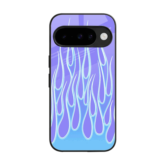 Flames Blue back phone cover | glass case for google pixel 10