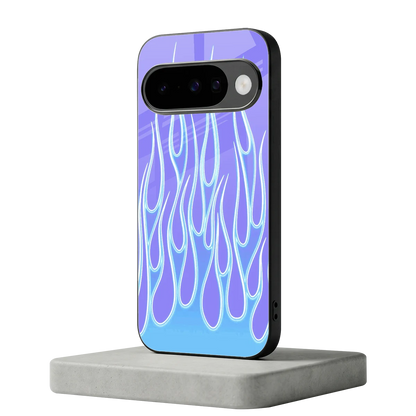 Flames Blue google pixel 10 mobile cover | shockproof glass phone case