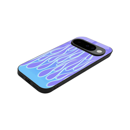 Flames Blue stylish phone case for google pixel 10 | glossy glass and slim fit