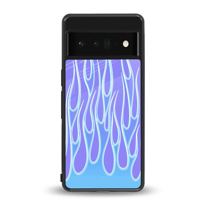 Flames Blue back phone cover | glass case for google pixel 6 pro