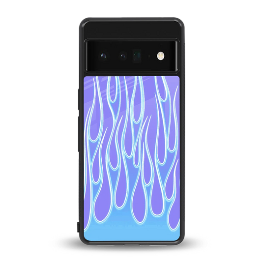 Flames Blue back phone cover | glass case for google pixel 6 pro
