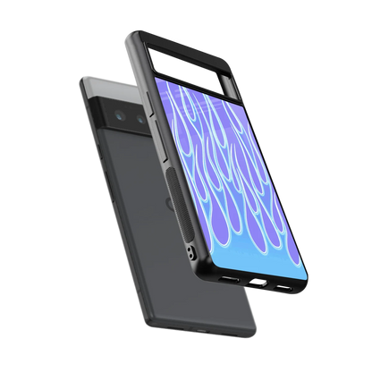 Flames Blue sleek google pixel 6 pro cover with tempered glass back and TPU edges