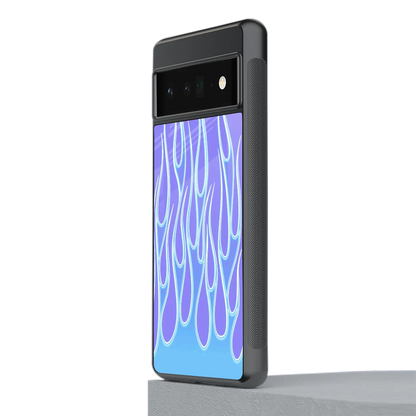 Flames Blue stylish phone case for google pixel 6 pro | glossy glass and slim fit