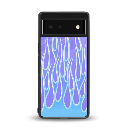 Flames Blue back phone cover | glass case for google pixel 6