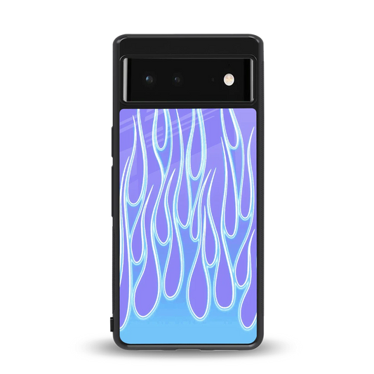 Flames Blue back phone cover | glass case for google pixel 6a