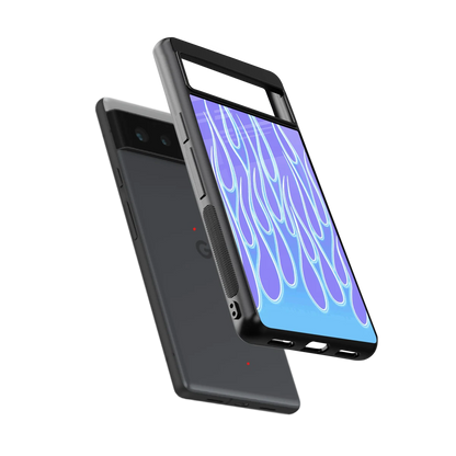 Flames Blue sleek google pixel 6 cover with tempered glass back and TPU edges