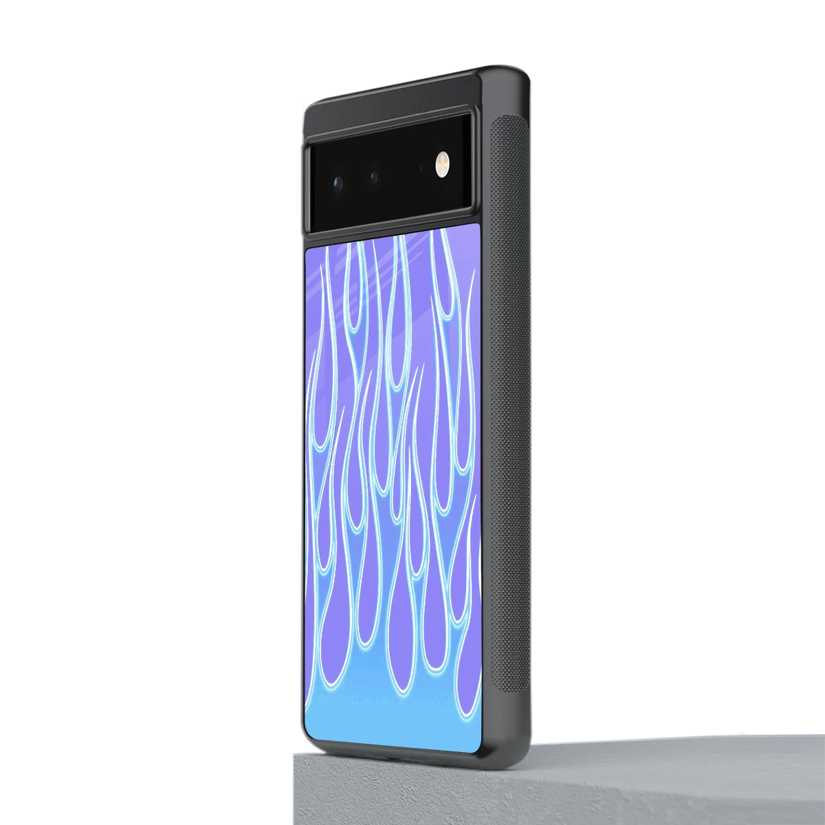Flames Blue stylish phone case for google pixel 6 | glossy glass and slim fit