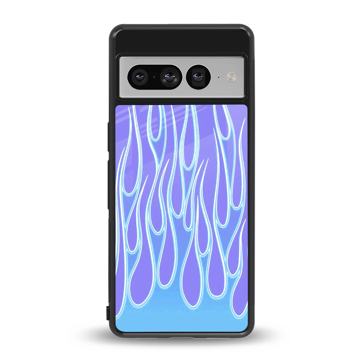 Flames Blue back phone cover | glass case for google pixel 7 pro