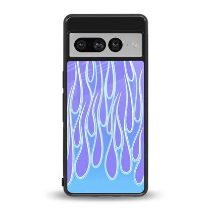 Flames Blue back phone cover | glass case for google pixel 7 pro