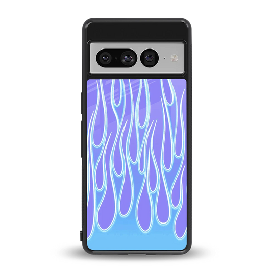 Flames Blue back phone cover | glass case for google pixel 7 pro