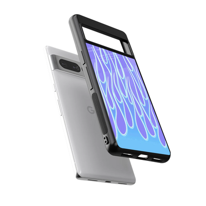Flames Blue sleek google pixel 7 pro cover with tempered glass back and TPU edges