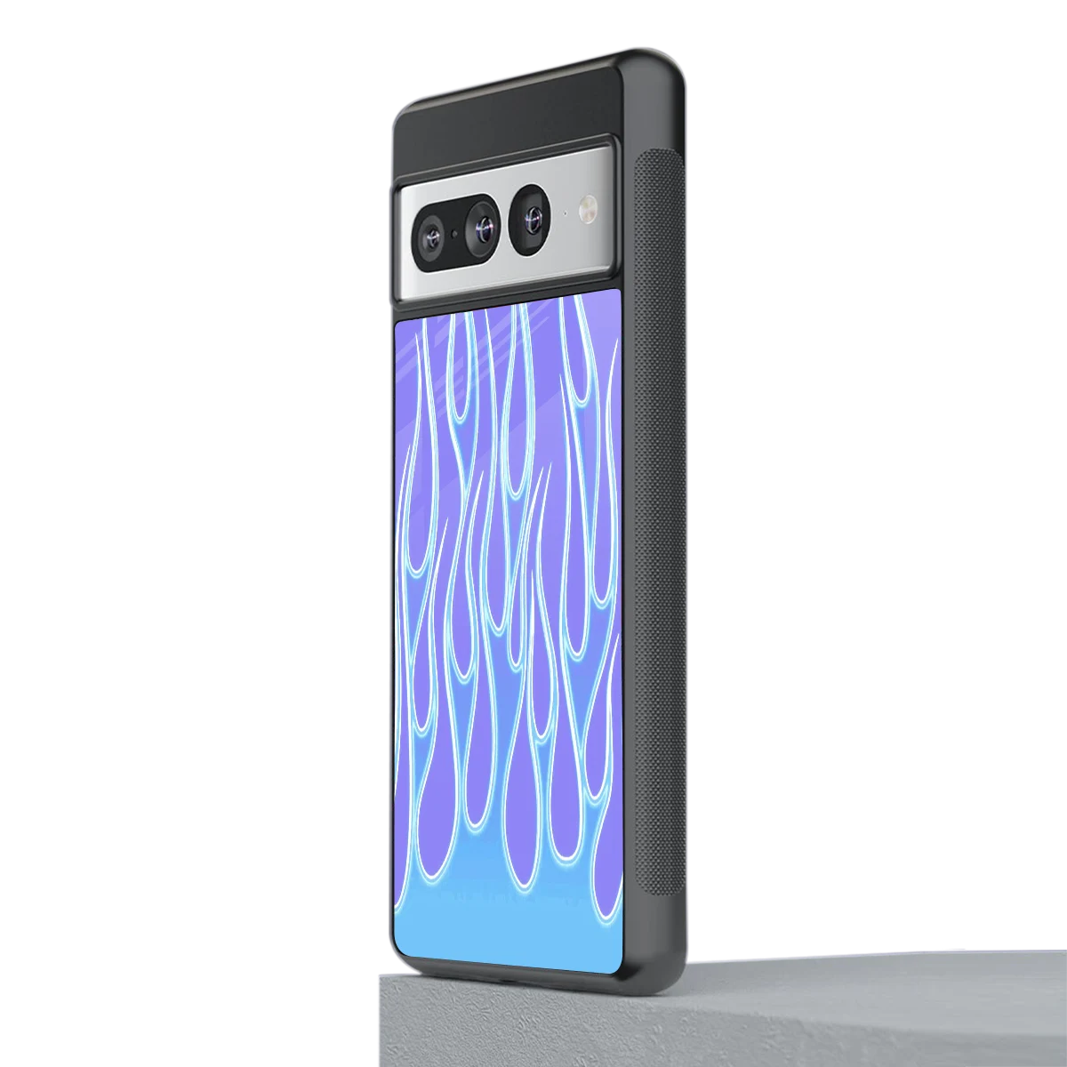 Flames Blue stylish phone case for google pixel 7 pro | glossy glass and slim fit