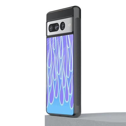 Flames Blue stylish phone case for google pixel 7 pro | glossy glass and slim fit
