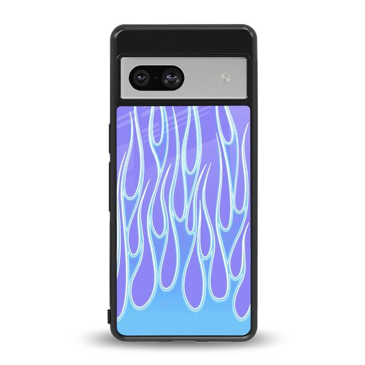 Flames Blue back phone cover | glass case for google pixel 7a