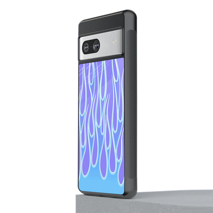 Flames Blue stylish phone case for google pixel 7a | glossy glass and slim fit