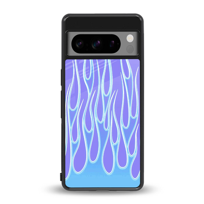 Flames Blue back phone cover | glass case for google pixel 8 pro