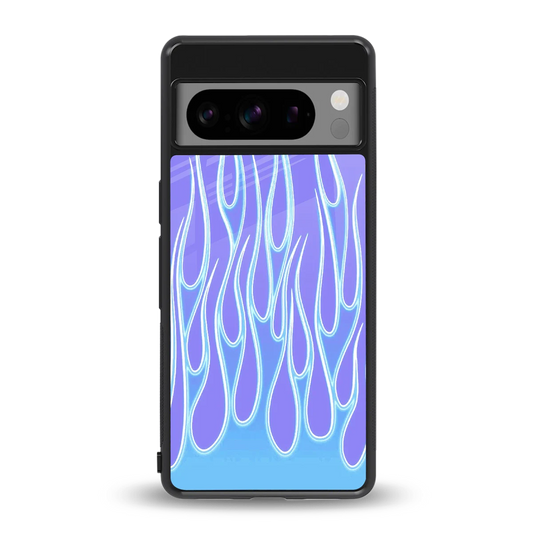 Flames Blue back phone cover | glass case for google pixel 8 pro