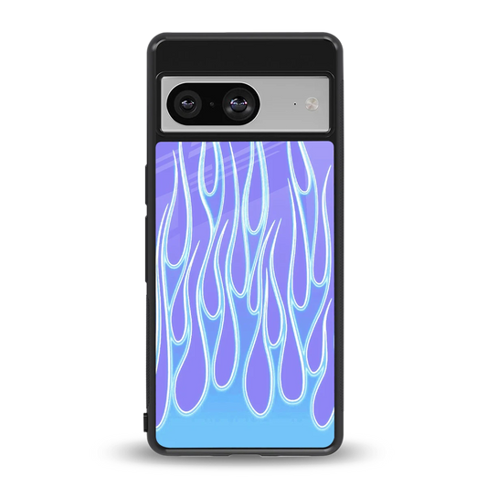 Flames Blue back phone cover | glass case for google pixel 8