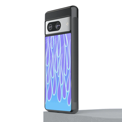 Flames Blue stylish phone case for google pixel 8 | glossy glass and slim fit