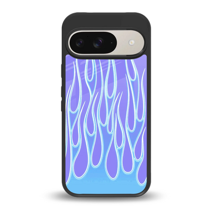 Flames Blue back phone cover | glass case for google pixel 9