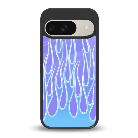Flames Blue back phone cover | glass case for google pixel 9