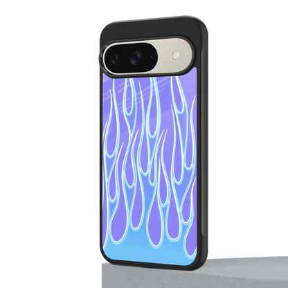 Flames Blue google pixel 9 mobile cover | shockproof glass phone case
