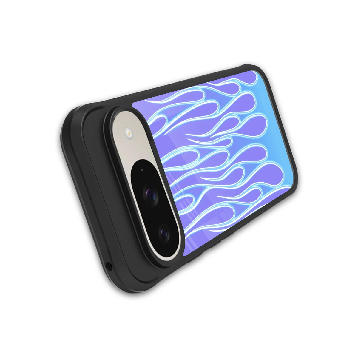Flames Blue stylish phone case for google pixel 9 | glossy glass and slim fit